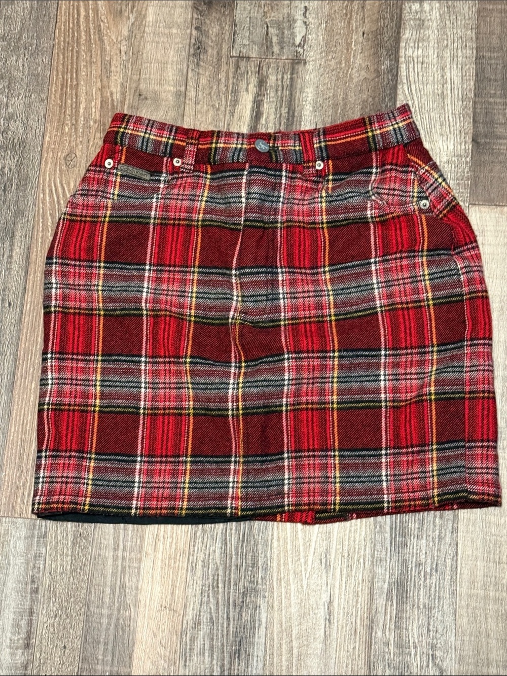 Calvin Klein vintage red tartan plaid mini skirt juniors size 9